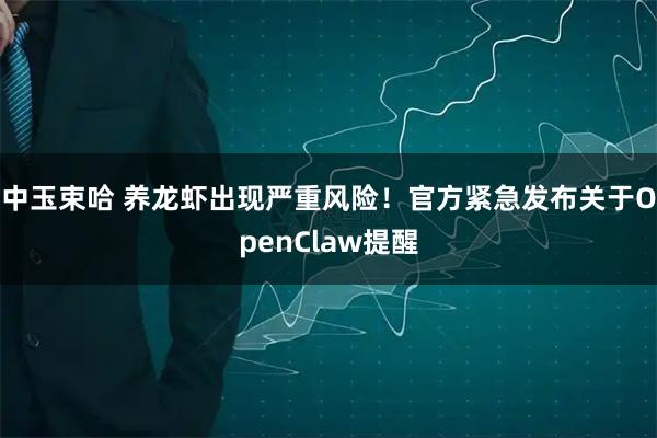中玉束哈 养龙虾出现严重风险!官方紧急发布关于OpenClaw提醒